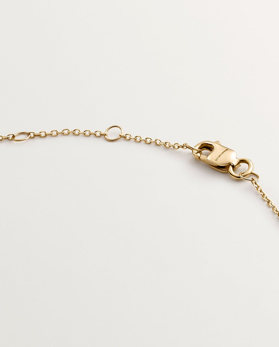 Cadena con colgante de oro amarillo de 9k con trébol de esmeraldas y diamantes - Verde Verde-7