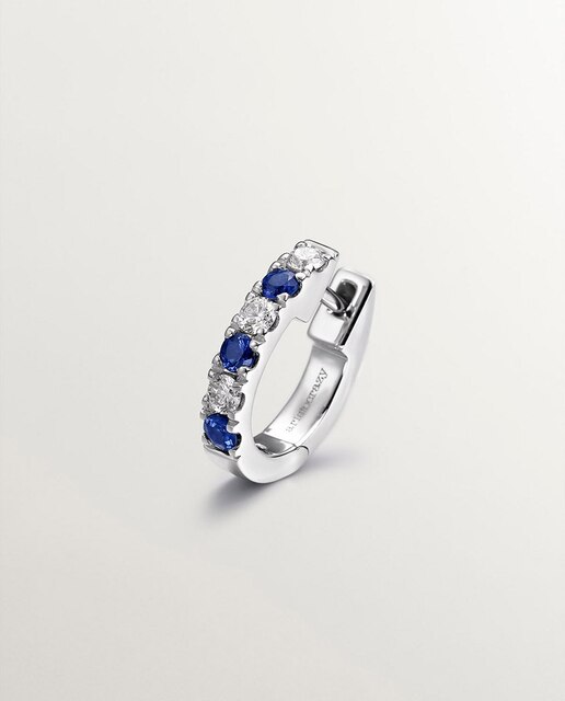 Pendiente individual Grat Three con zafiros azules y diamantes tipo criolla