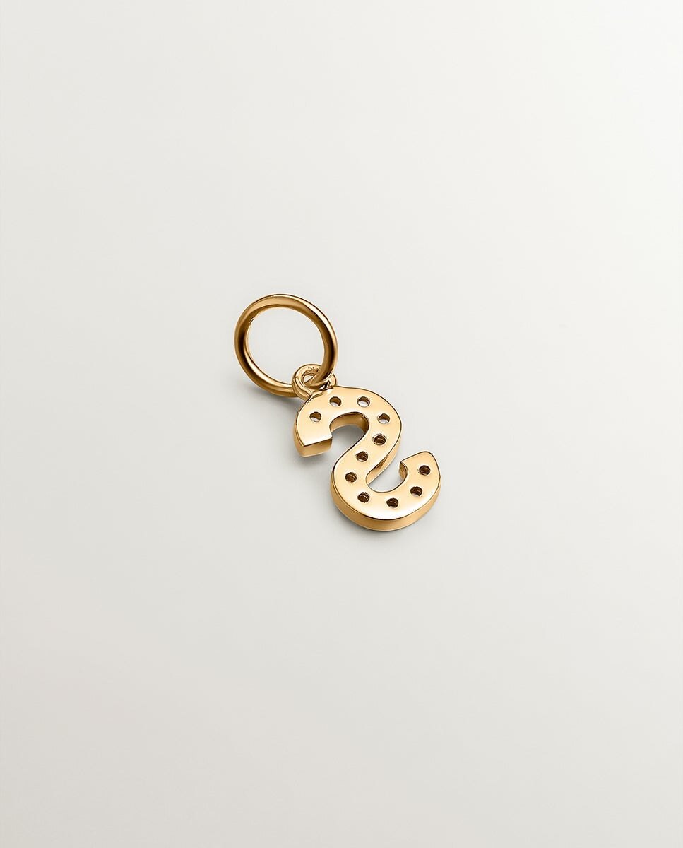 Charm artesanal de plata 925 bañada en oro amarillo de 18k con inicial f - Aristocrazy - Blanco Blanco-2
