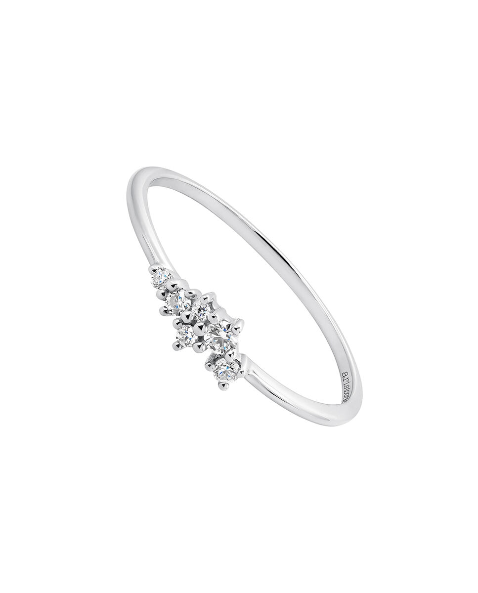 Anillo Mic solitario de oro blanco 9 kts y diamantes Blanco Aristocrazy Blanco-1