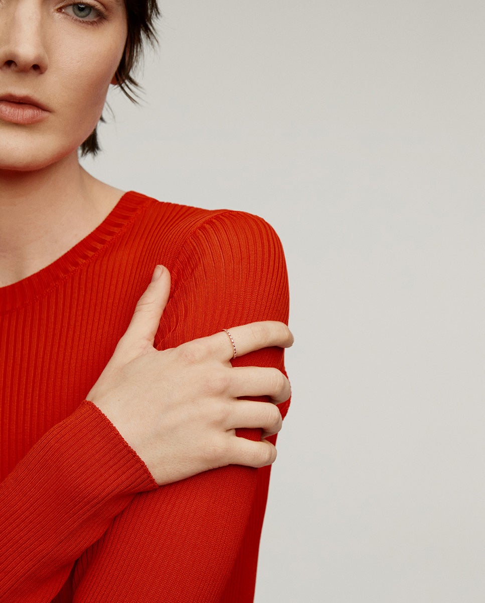 Anillo de oro rosa de 9k con rubíes rojos y diamantes - Aristocrazy - Rojo Rojo-4