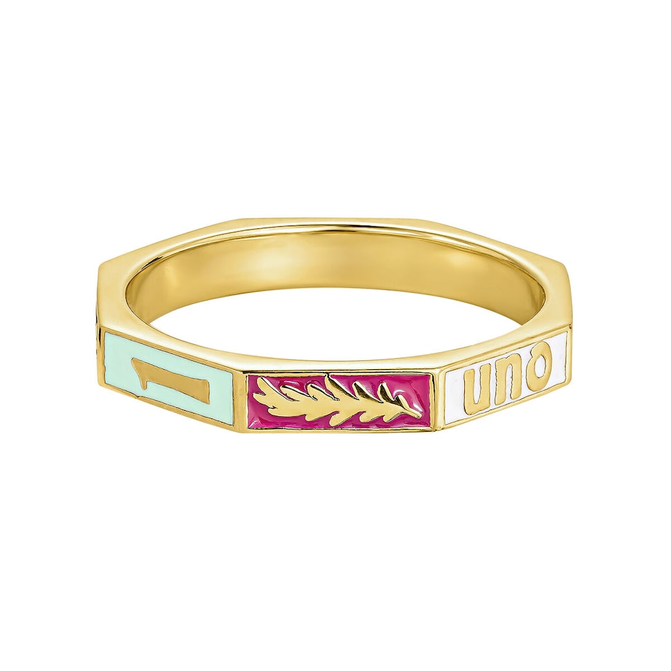 Anillo de colores de plata bañada en oro de 18kt con número uno Multicolor-2