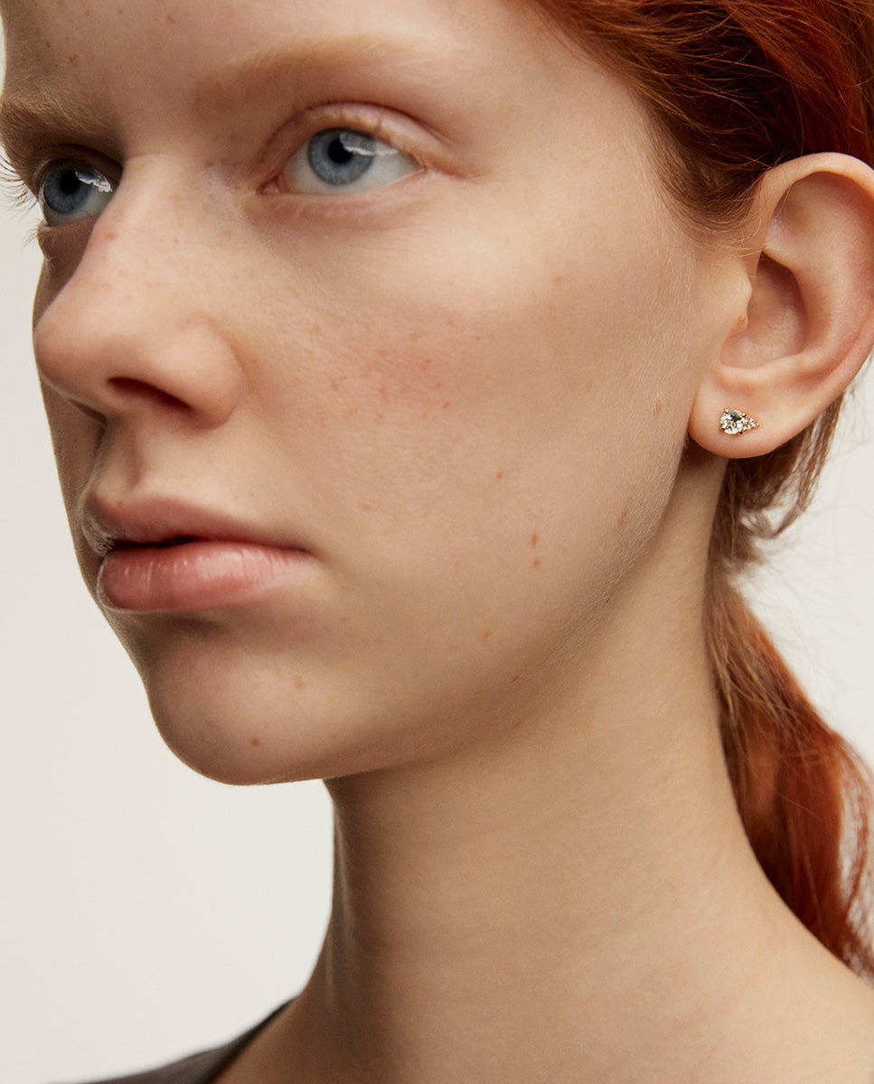 Pendientes de plata 925 bañada en oro amarillo de 18k con topacios sky y zafiros blancos - Aristocrazy - Azul Azul-4