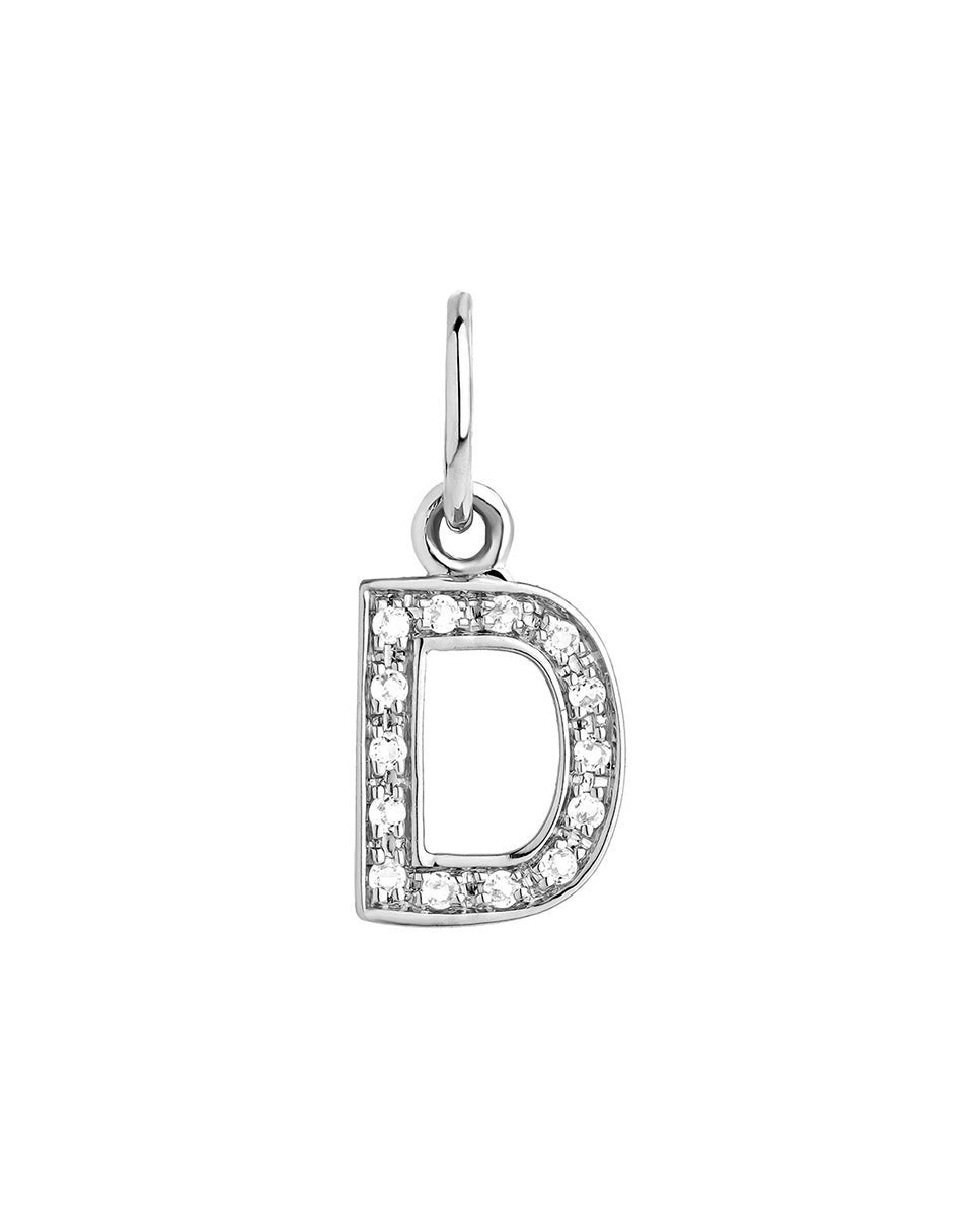 Imagen 2 de Charm de plata 925 y topacios blancos inicial d - Plata Plata