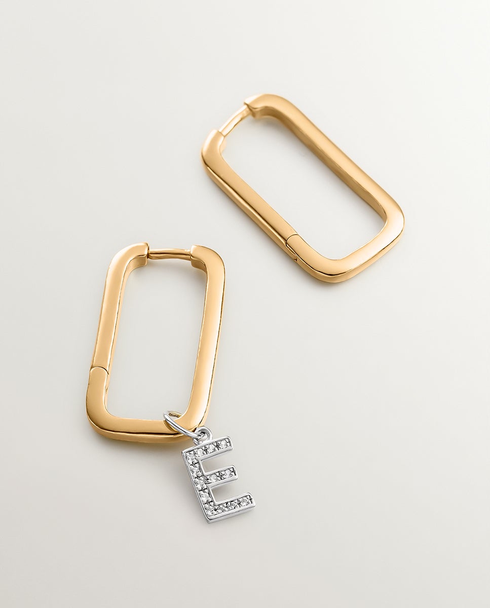 Charm de plata 925 y topacios blancos inicial e - Aristocrazy - Blanco Blanco-2