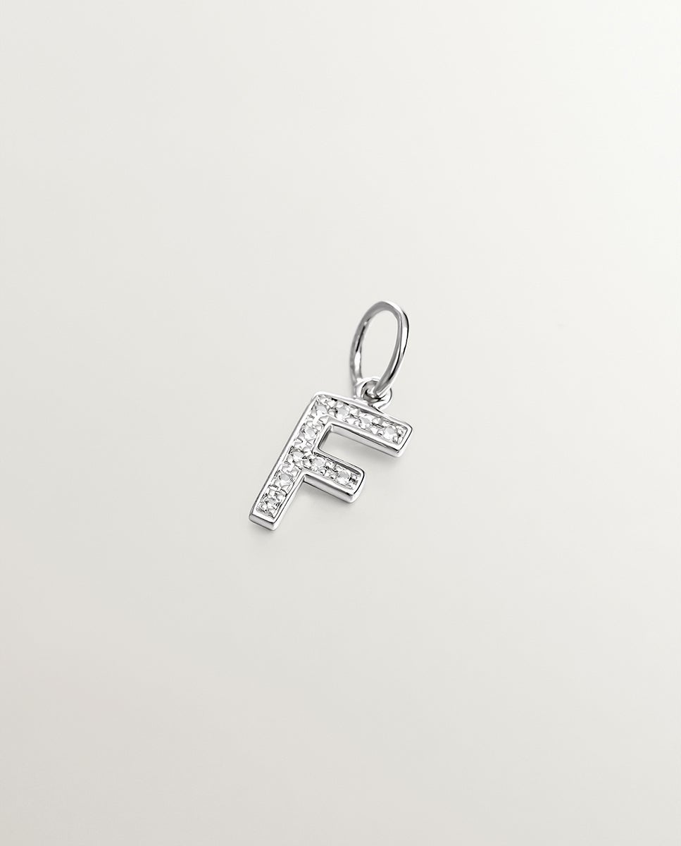 Imagen 0 de Charm de plata 925 y topacios blancos inicial f Blanco