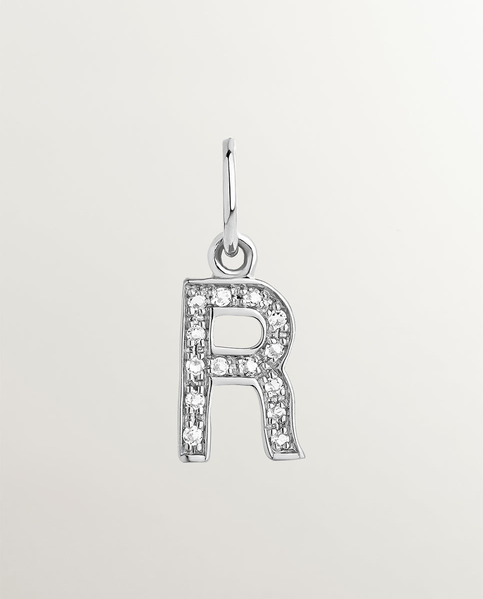 Charm de plata 925 y topacios blancos inicial r - Aristocrazy - Blanco Blanco-1