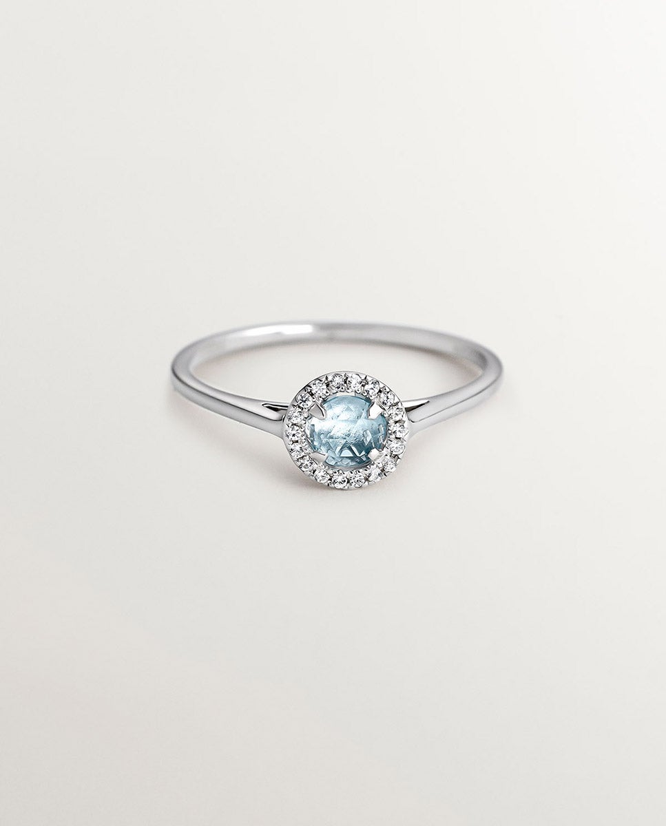 Anillo Retro de plata con topacio azul y orla de zafiros blancos Aristocrazy El Corte Ingles