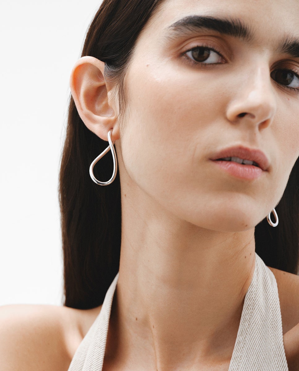 Pendientes de aro ondulados grandes de plata 925 - Aristocrazy - Plata Plata-2