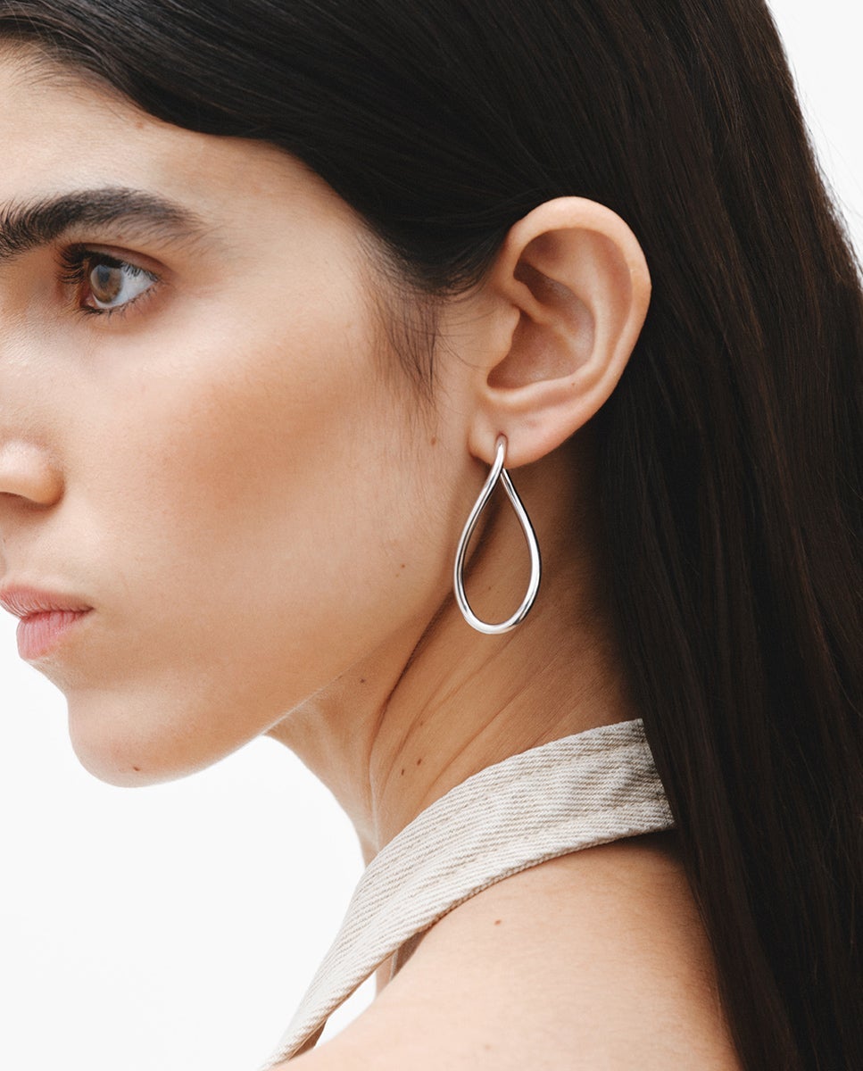 Pendientes de aro ondulados grandes de plata 925 - Aristocrazy - Plata Plata-4