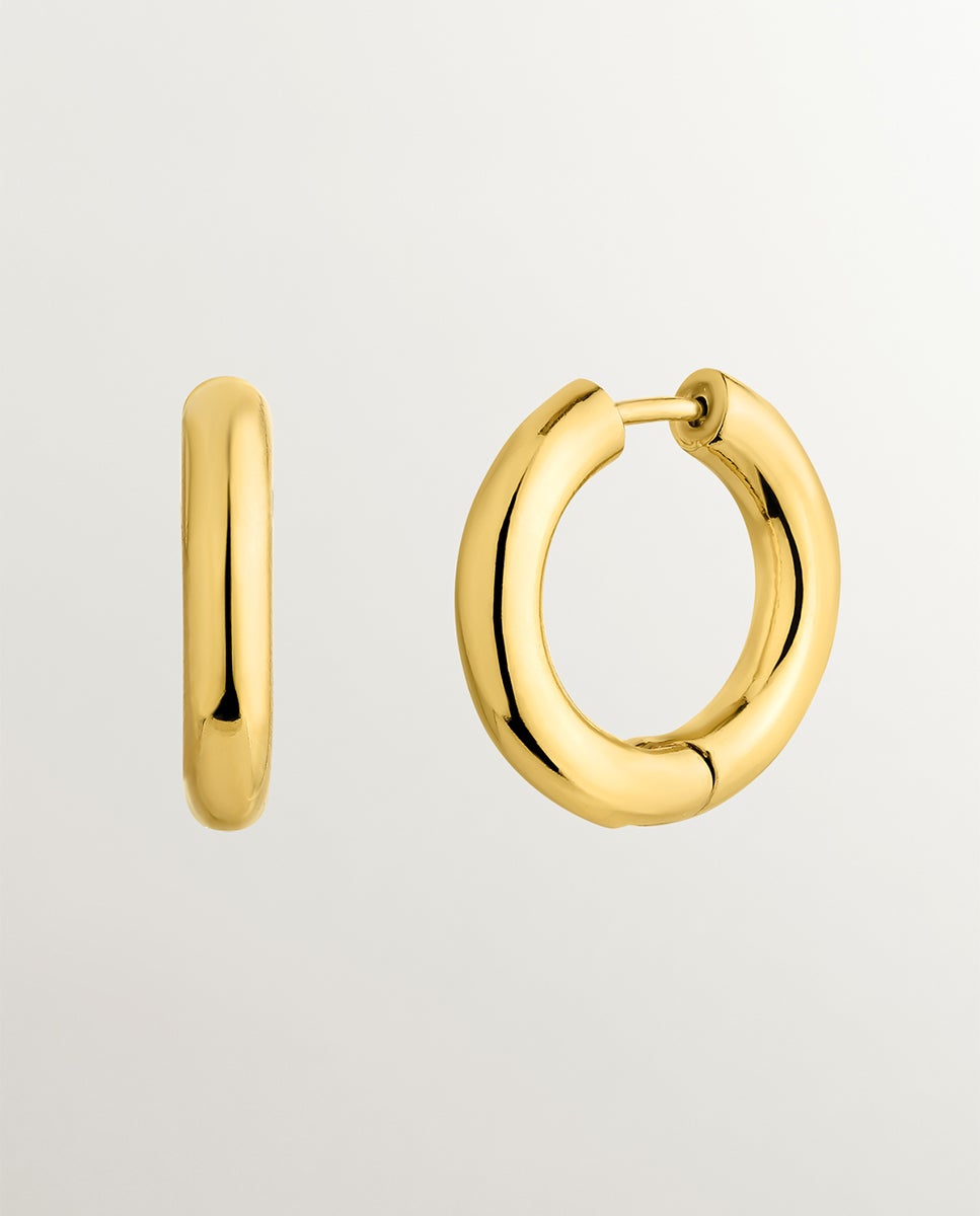 Pendientes de aro medianos de plata 925 bañada en oro amarillo de 18K