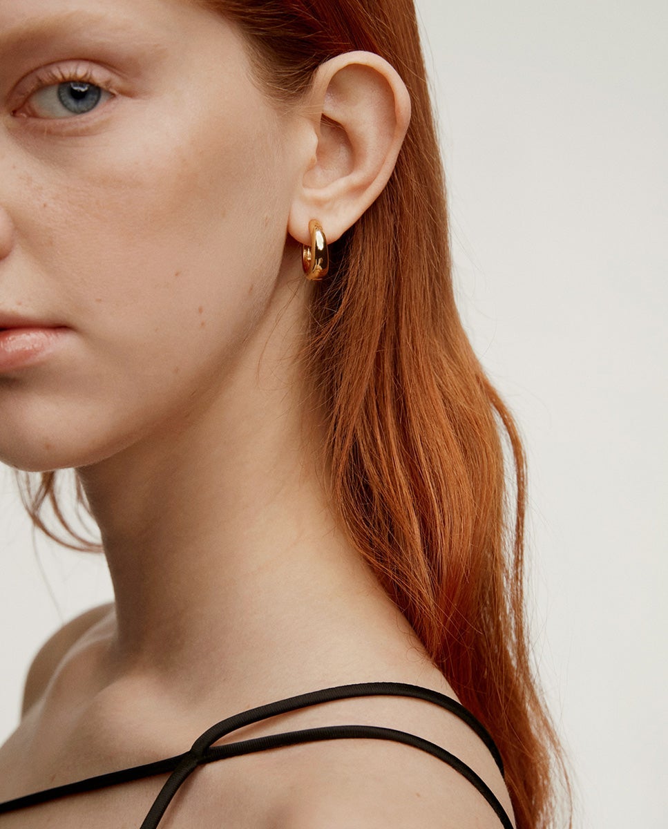 Pendientes de aro gruesos medianos de plata 925 bañada en amarillo de 18k - Aristocrazy - Oro Oro-2