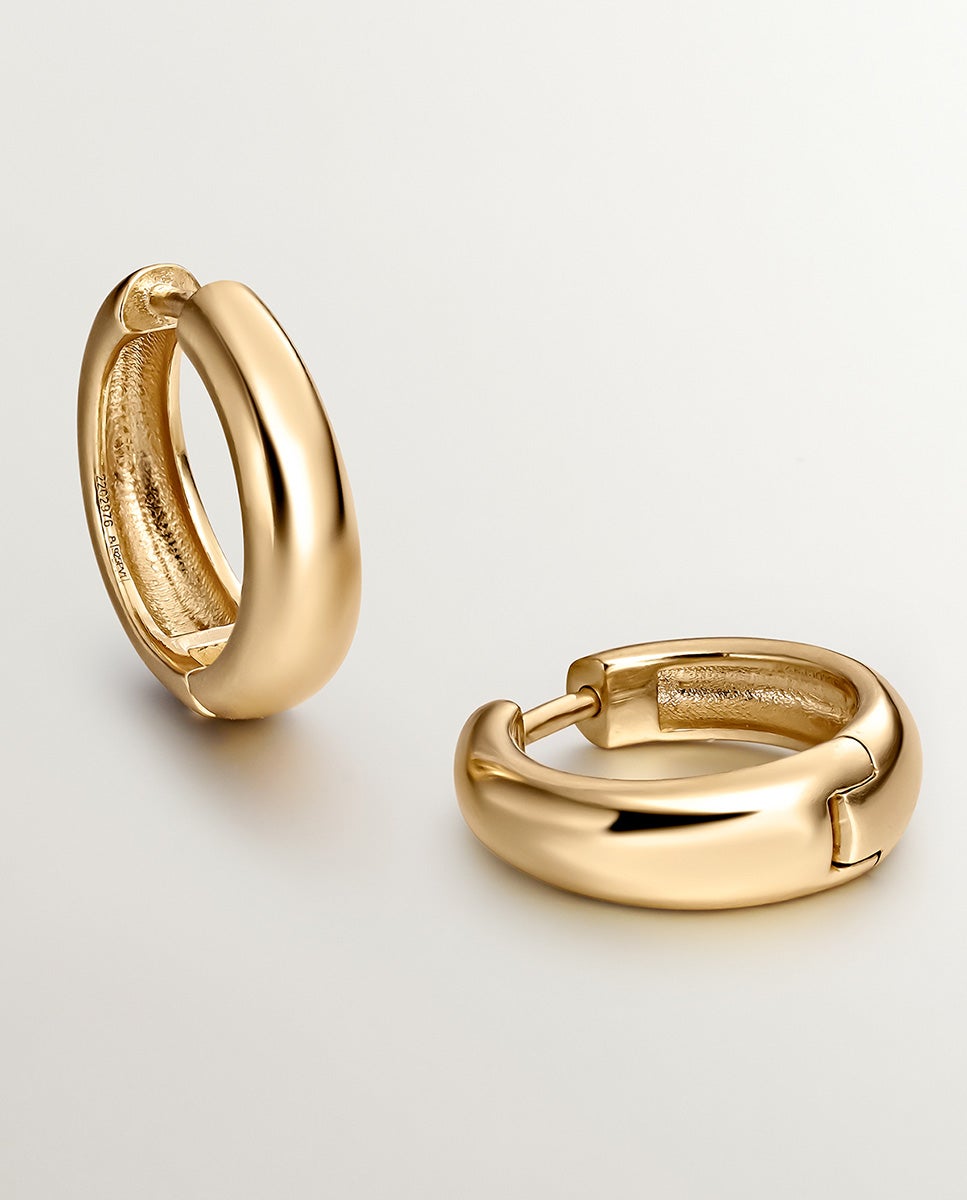 Pendientes de aro gruesos medianos de plata 925 bañada en amarillo de 18k - Aristocrazy - Oro Oro-3