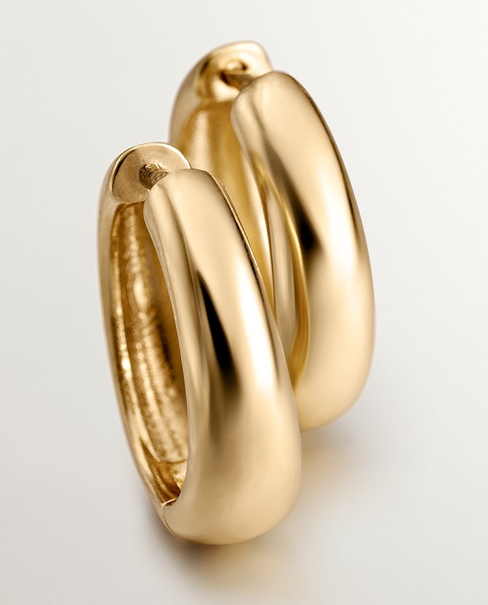Pendientes de aro gruesos medianos de plata 925 bañada en amarillo de 18k - Aristocrazy - Oro Oro-5