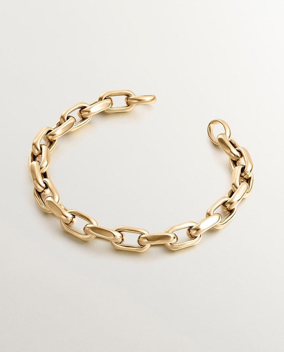 Pulsera de eslabones forza de plata 925 bañada en oro amarillo de 18k - Aristocrazy - Dorado Dorado-1