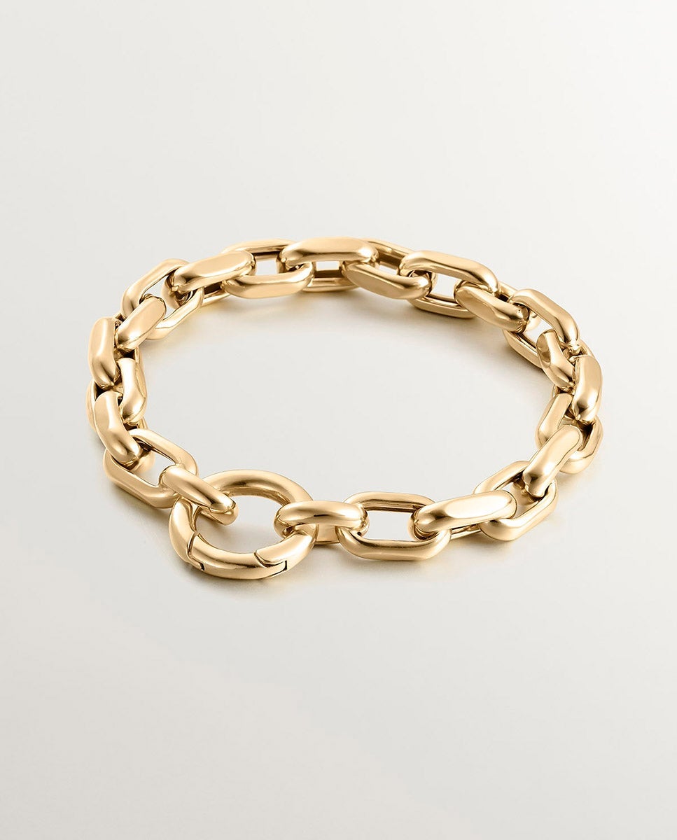 Pulsera de eslabones forza de plata 925 bañada en oro amarillo de 18k - Aristocrazy - Dorado Dorado-5