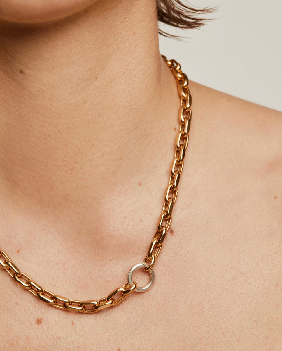 Collar de eslabones forza 45 cm de plata 925 bañada en amarillo de 18k - Aristocrazy - Oro Oro-2