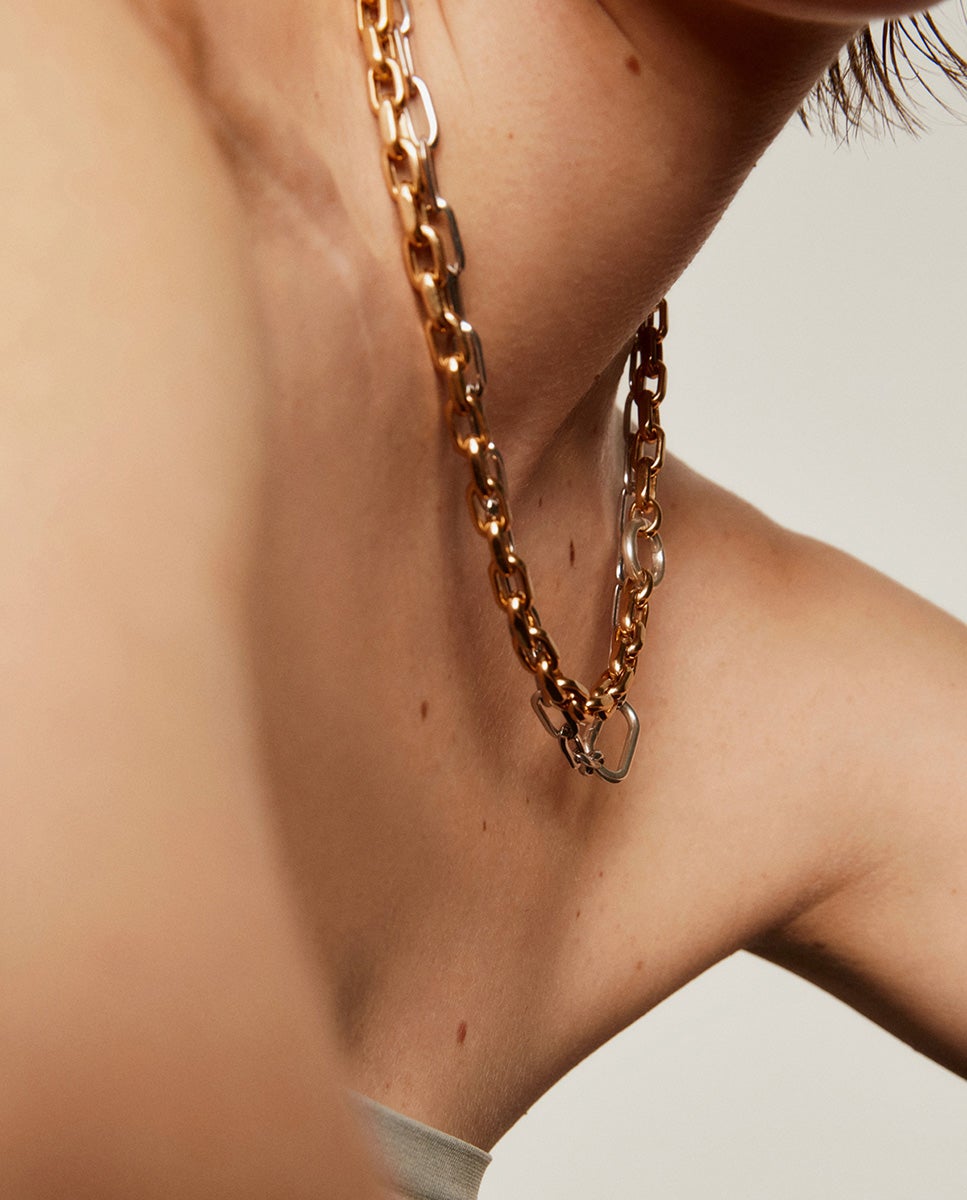 Collar de eslabones forza 45 cm de plata 925 bañada en amarillo de 18k - Aristocrazy - Oro Oro-6