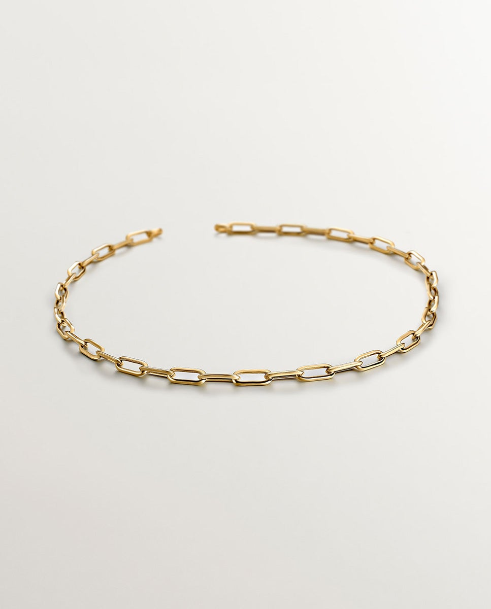 Collar de eslabones rectangulares 45 cm de plata 925 bañada en amarillo de 18k - Aristocrazy - Oro Oro-1