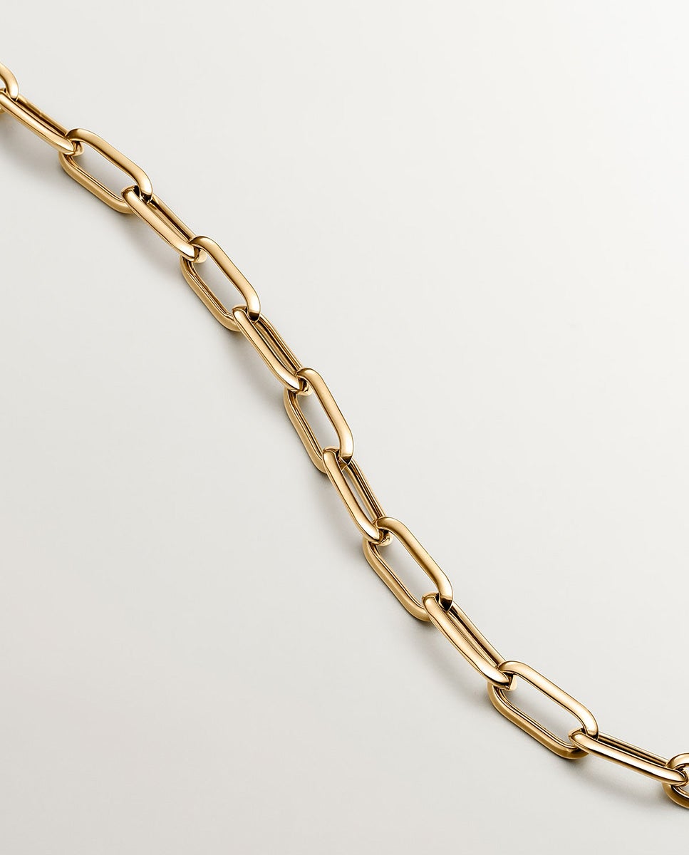 Collar de eslabones rectangulares 45 cm de plata 925 bañada en amarillo de 18k - Aristocrazy - Oro Oro-3