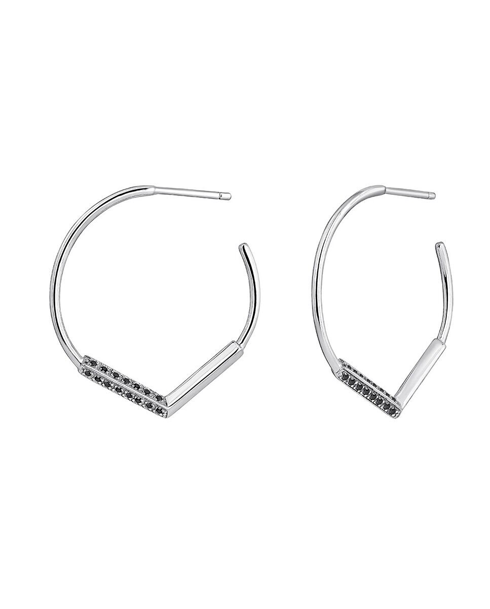 Pendientes Rhind de aro grande V de plata con s espinelas negras