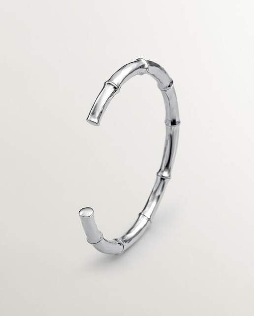 Imagen 0 de Pulsera tipo brazalete de plata 925 con textura de bambú