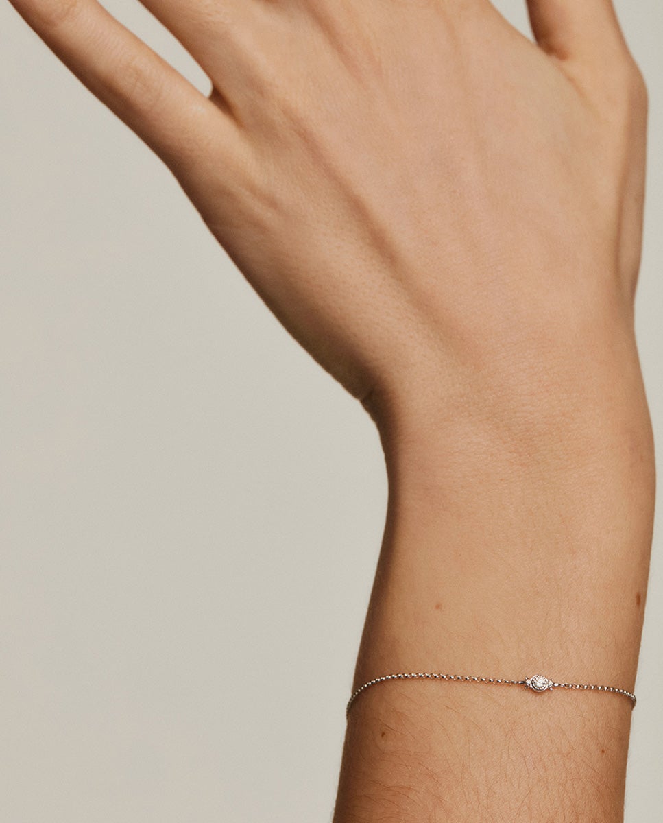 Imagen 1 de Pulsera de eslabones rolo de oro blanco de 18k con diamante - Aristocrazy - Plata Plata