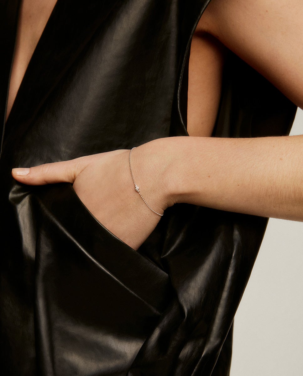 Imagen 2 de Pulsera de eslabones rolo de oro blanco de 18k con diamante - Aristocrazy - Plata Plata