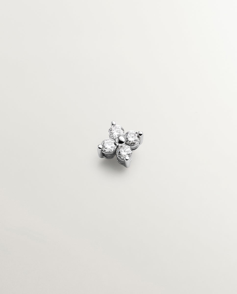 Imagen 0 de Pendiente individual de oro blanco de 18k con diamantes Plata
