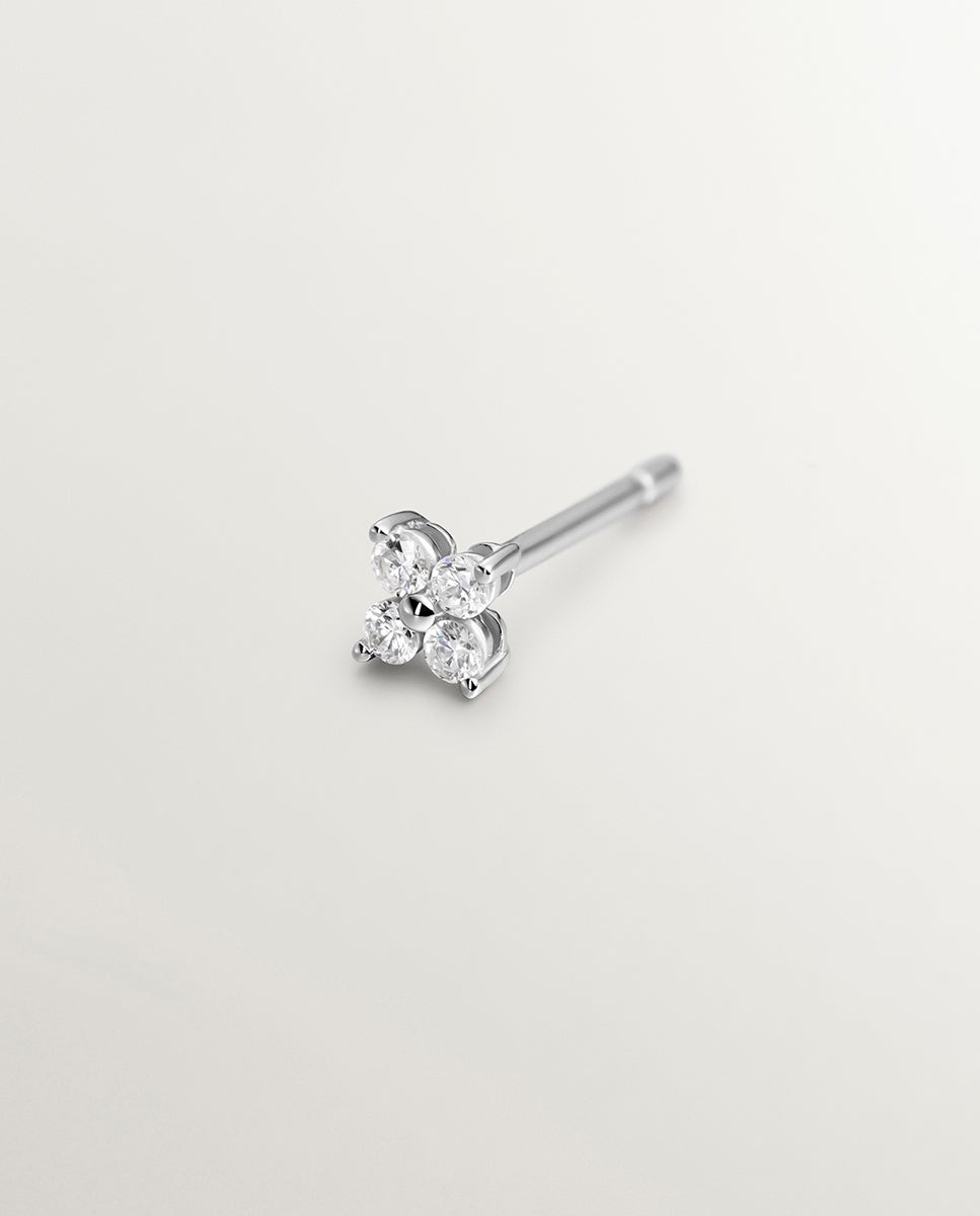 Pendiente individual de oro blanco de 18k con diamantes - Aristocrazy - Plata Plata-3