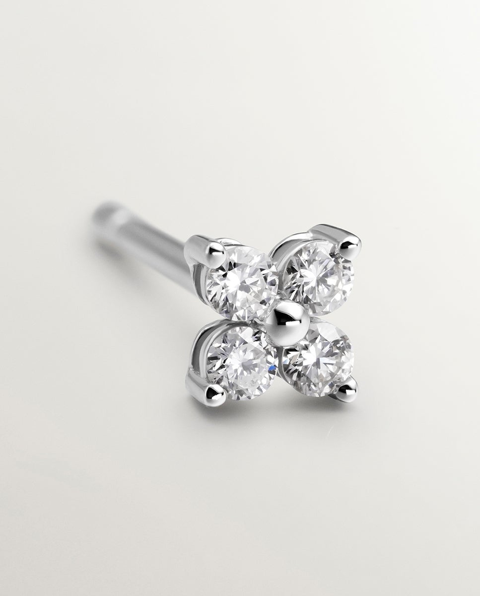 Pendiente individual de oro blanco de 18k con diamantes - Aristocrazy - Plata Plata-5