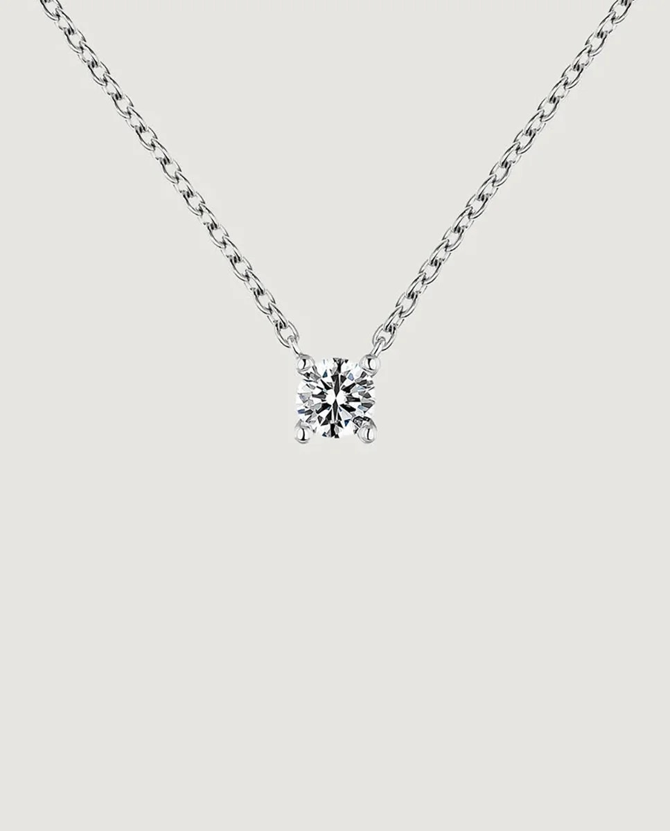Imagen 0 de Colgante solitario de oro blanco de 18k con diamante de 0,15cts Blanco
