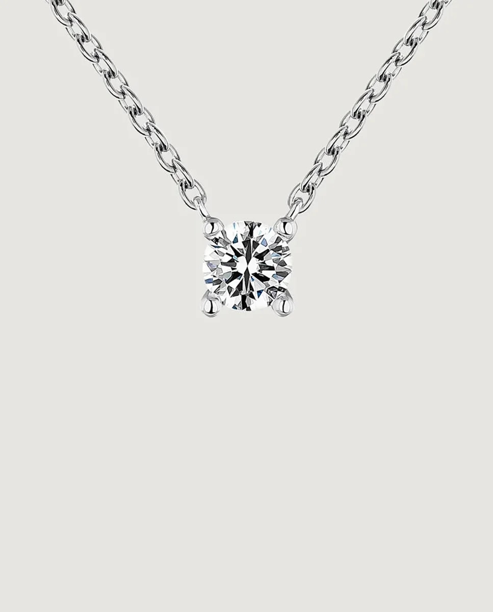 Colgante solitario de oro de 18k con diamante de 0,15cts - Aristocrazy - Blanco Blanco-3