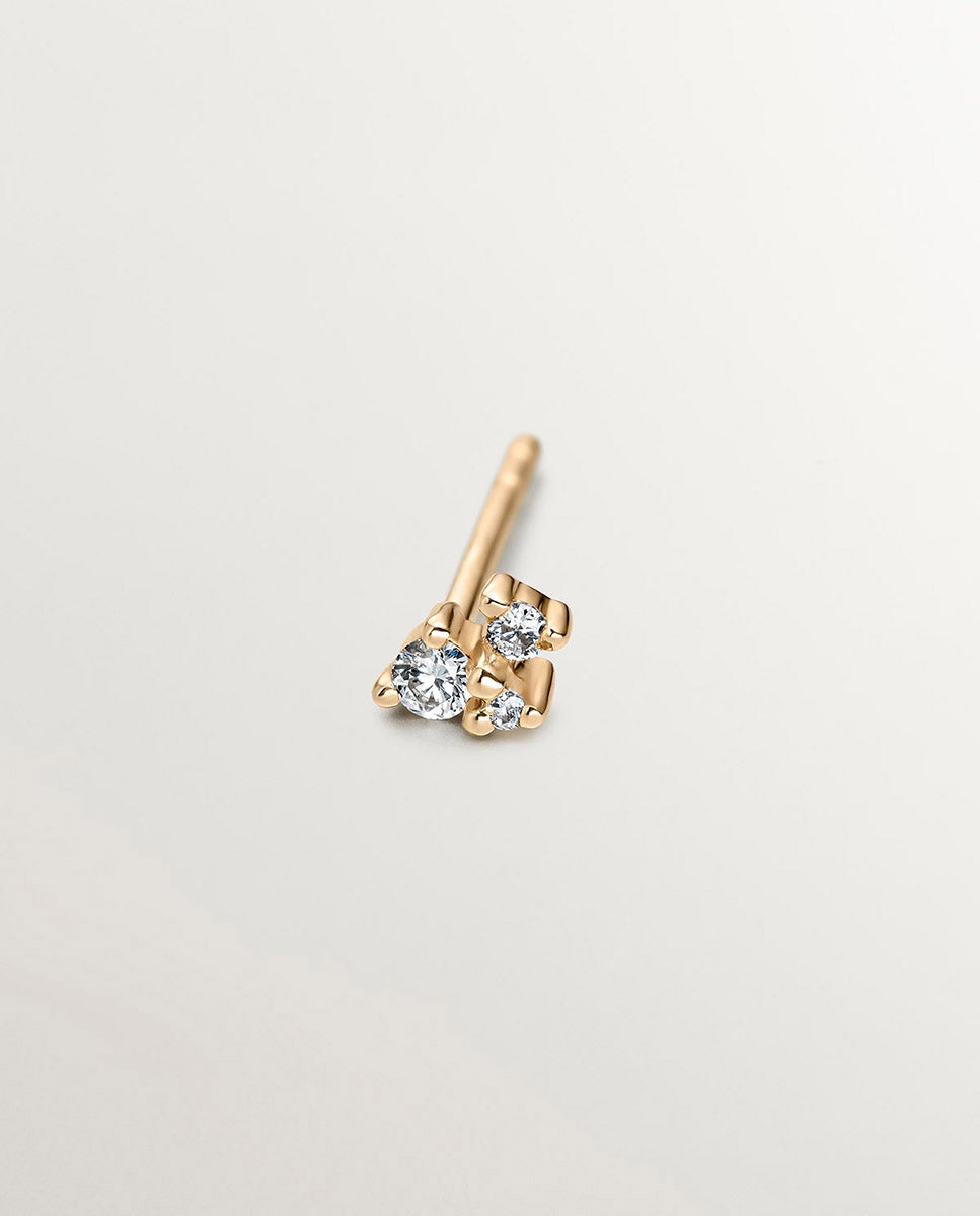 Imagen 1 de Pendiente individual de oro amarillo de 9k con diamantes - Aristocrazy - Dorado Dorado