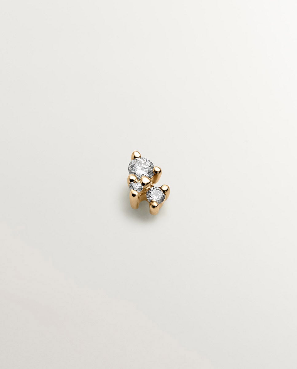 Imagen 3 de Pendiente individual de oro amarillo de 9k con diamantes - Aristocrazy - Dorado Dorado