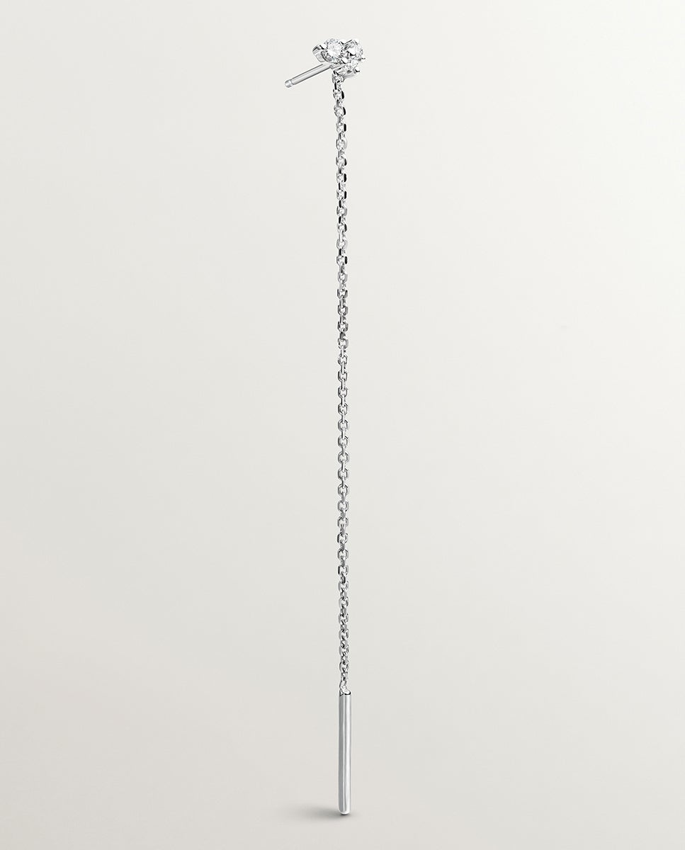 Pendiente individual de oro de 18k con cadena y diamantes - Aristocrazy - Blanco Blanco-1