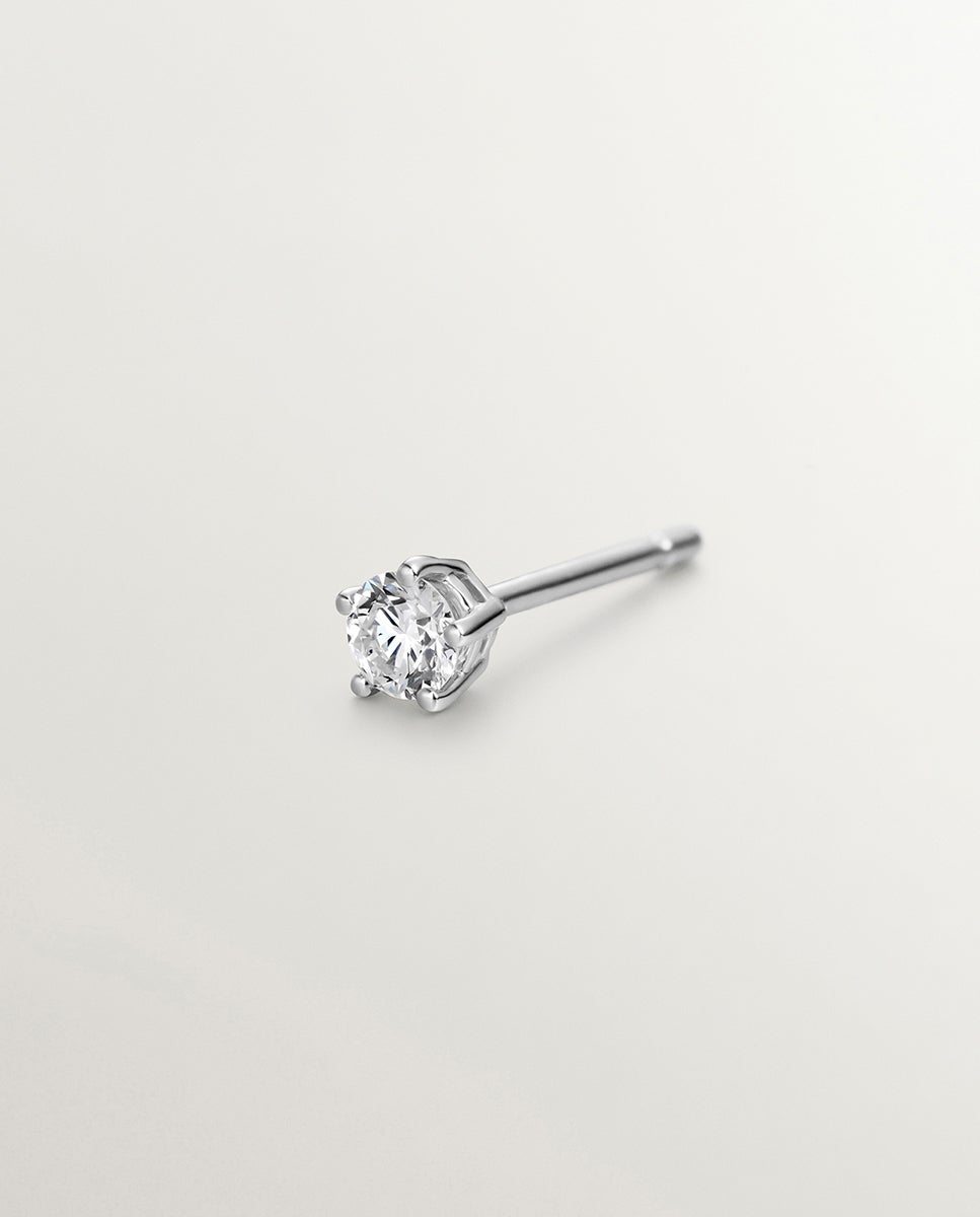 Pendiente individual de oro de 18k con diamantes - Aristocrazy - Blanco Blanco-3