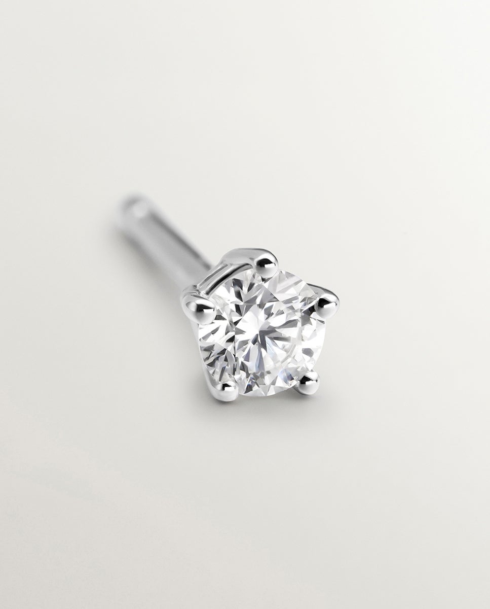 Pendiente individual de oro de 18k con diamantes - Aristocrazy - Blanco Blanco-5
