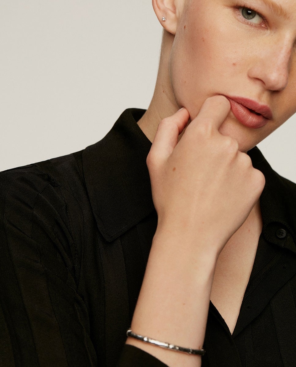 Pendiente individual de oro de 18k con diamantes - Aristocrazy - Blanco Blanco-6