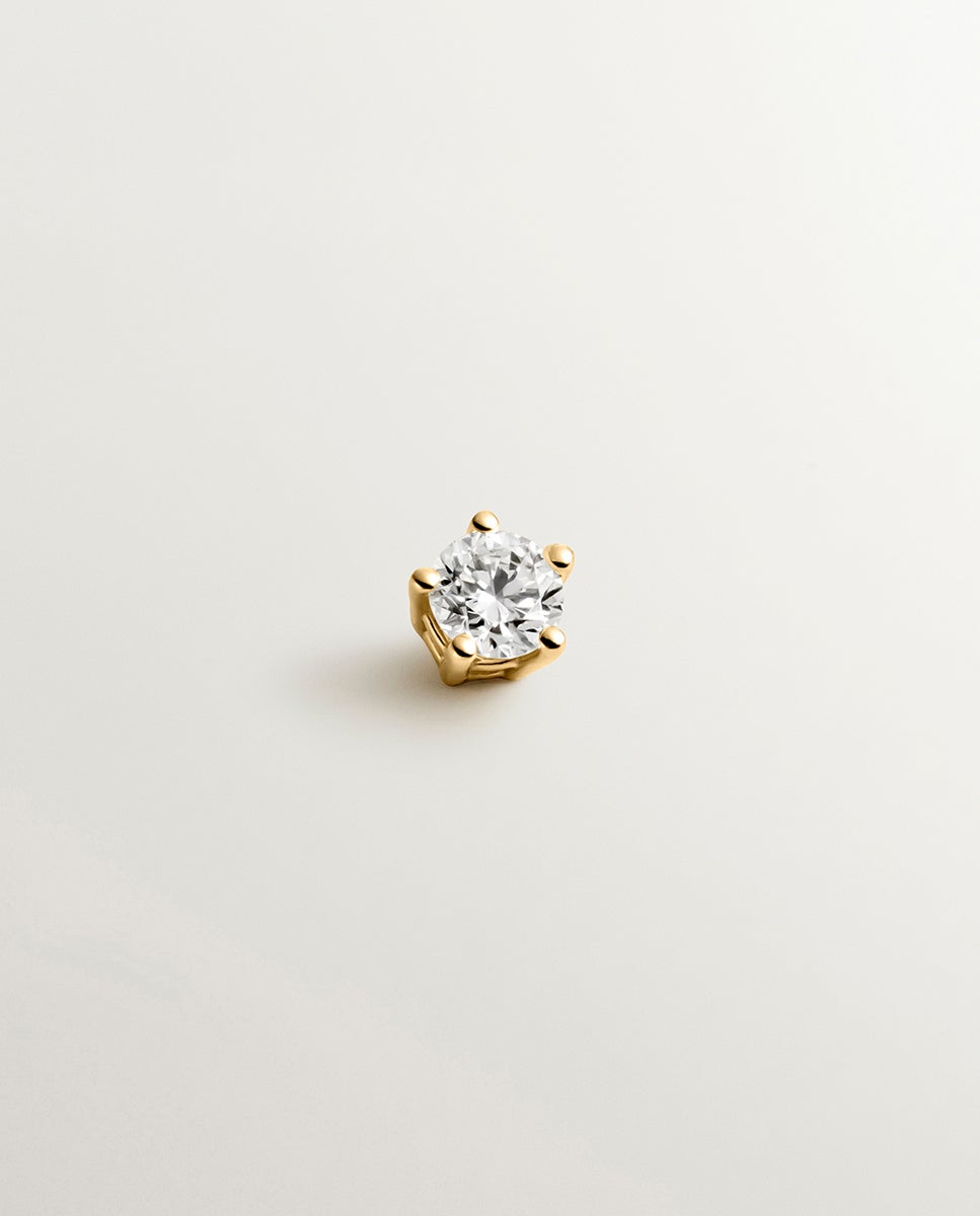 Pendiente individual de oro amarillo de 18k con diamante en talla brillante - Aristocrazy - Blanco Blanco-1