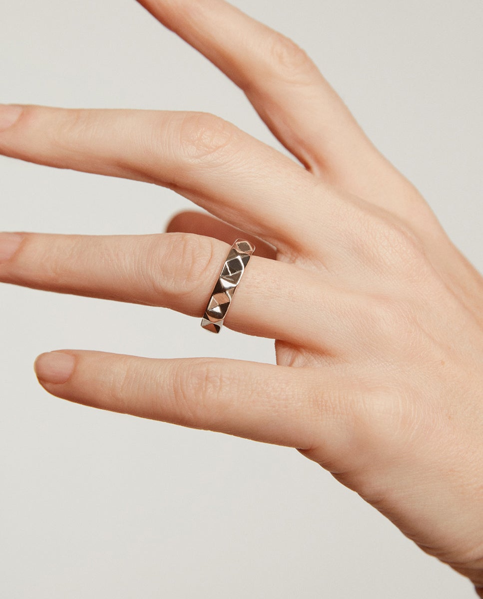 Imagen 1 de Anillo de plata 925 con acabado geométrico - Aristocrazy - Blanco Plata