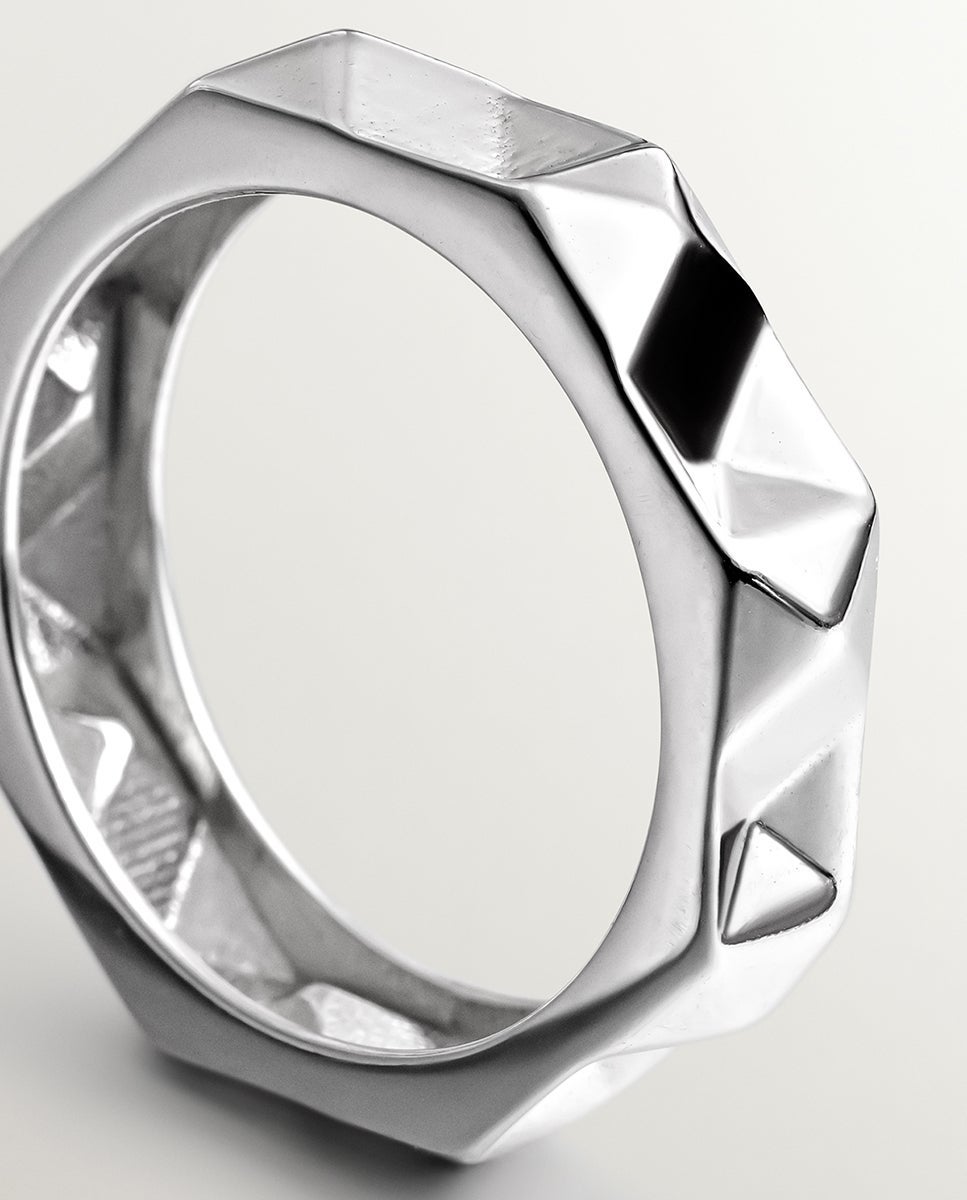 Imagen 3 de Anillo de plata 925 con acabado geométrico - Aristocrazy - Blanco Plata