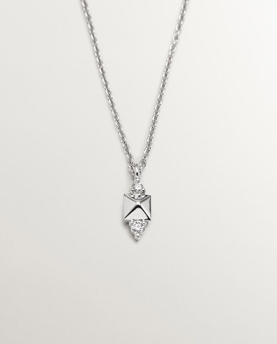 Colgante Vivienne de oro blanco de 18K con diamante Blanco-1