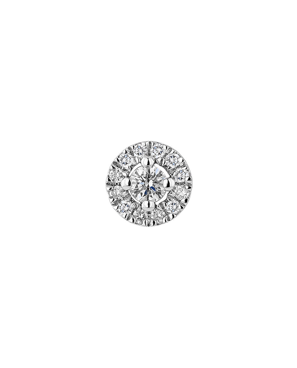 Pendiente individual de oro blanco de 18k con orla de diamantes 0,1 cts Blanco Aristocrazy Blanco-1