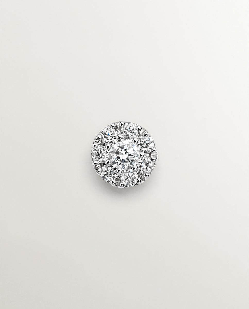 Imagen 3 de Pendiente individual de oro blanco de 18k con roseta de diamantes 0,06 cts - Aristocrazy - Plata Plata