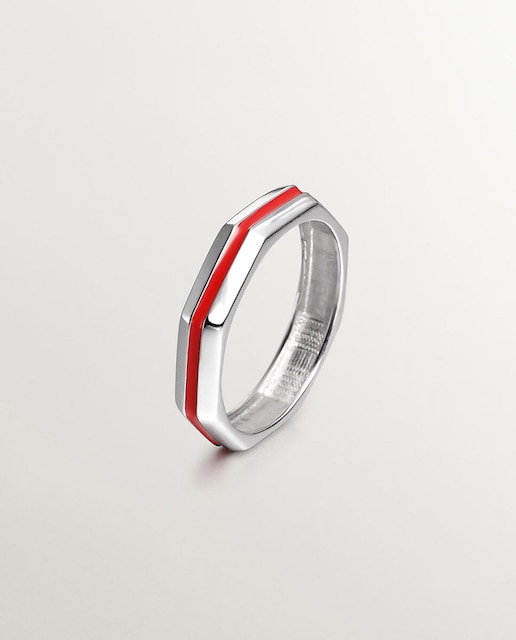 Imagen 0 de Anillo Ohcta de plata con acabado geométrico