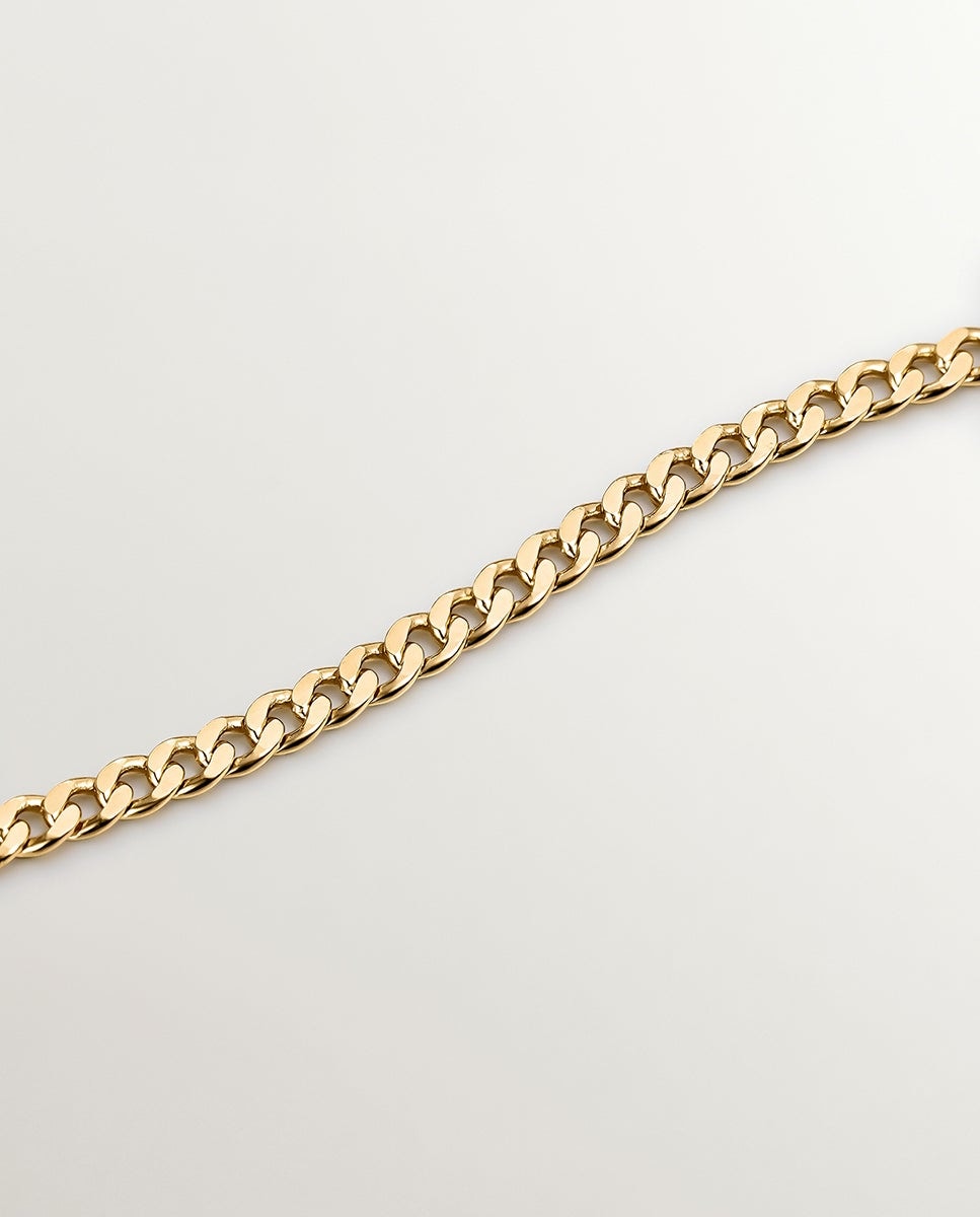 Collar de plata bañada en oro amarillo de 18K de eslabones rolo con cierre frontal geométrico Amarillo-5