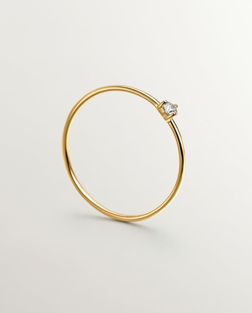 Anillo solitario de amarillo de 18k con diamante isi2 de 0,048cts - Aristocrazy - Oro Oro-5