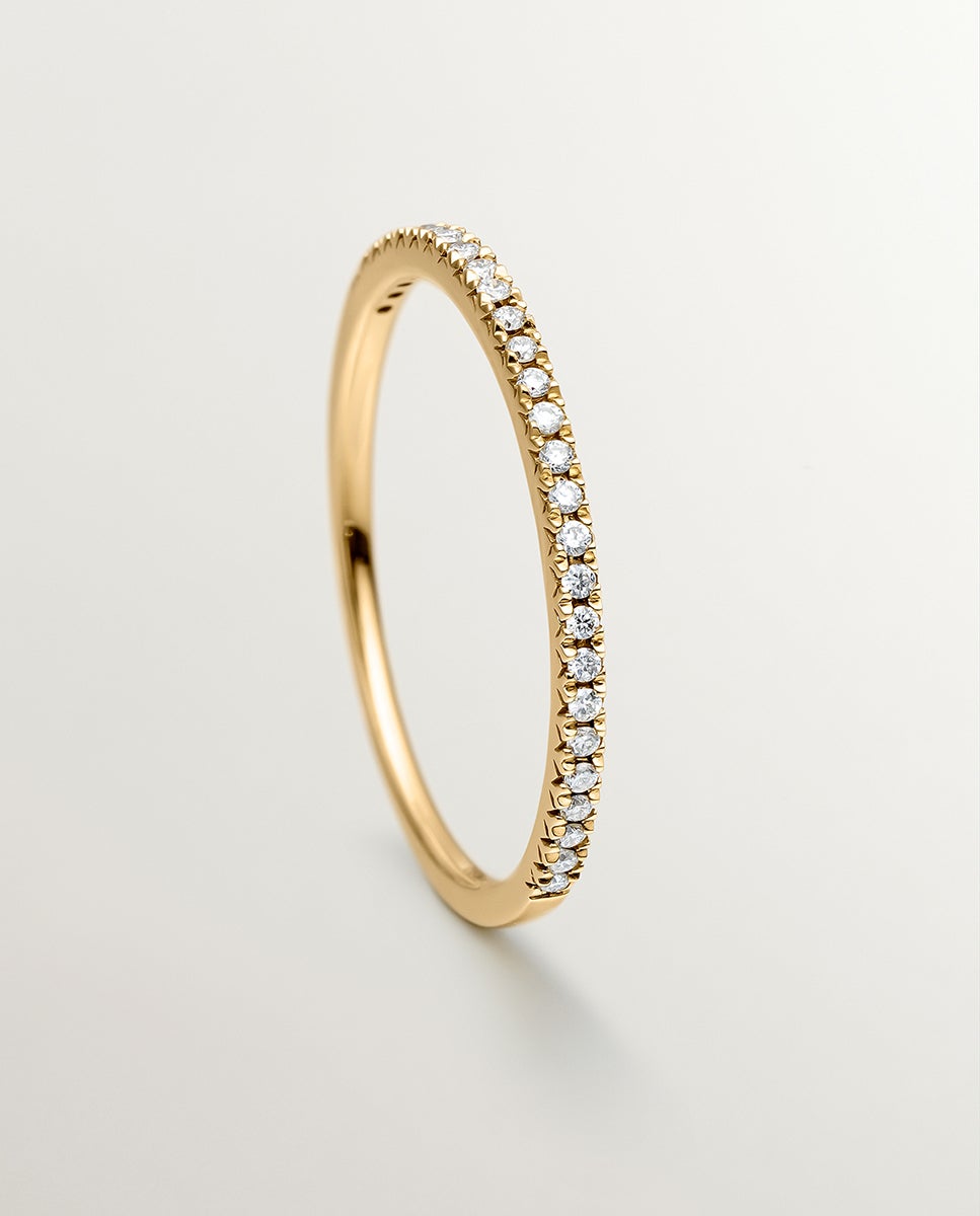 Anillo de oro amarillo de 18k con diamantes en talla brillante - Aristocrazy - Blanco Blanco-5