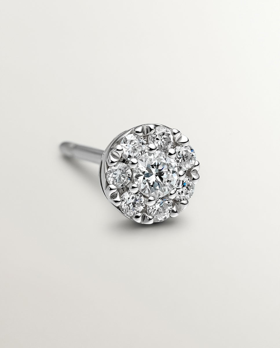 Imagen 0 de Pendiente individual de oro blanco de 18k con diamante en talla brillante Plata